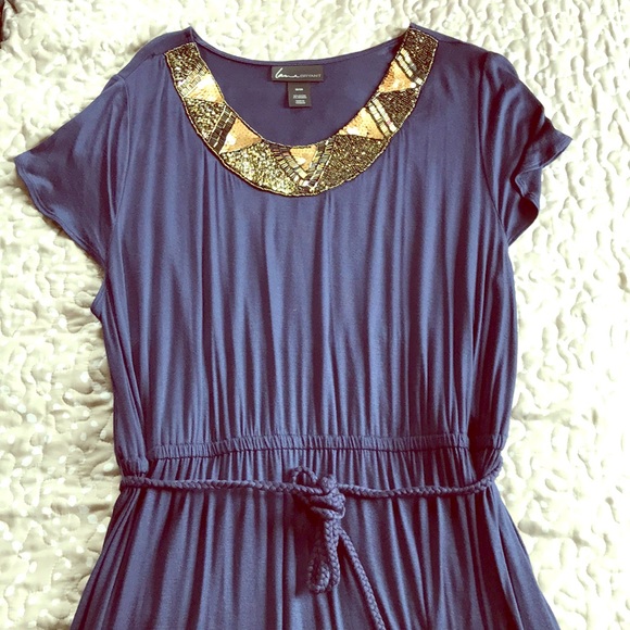 Lane Bryant Dresses & Skirts - Lane Bryant Navy Gold embellished dress